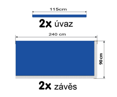 Závěsy zatahovací sólo modré / třásně bílé